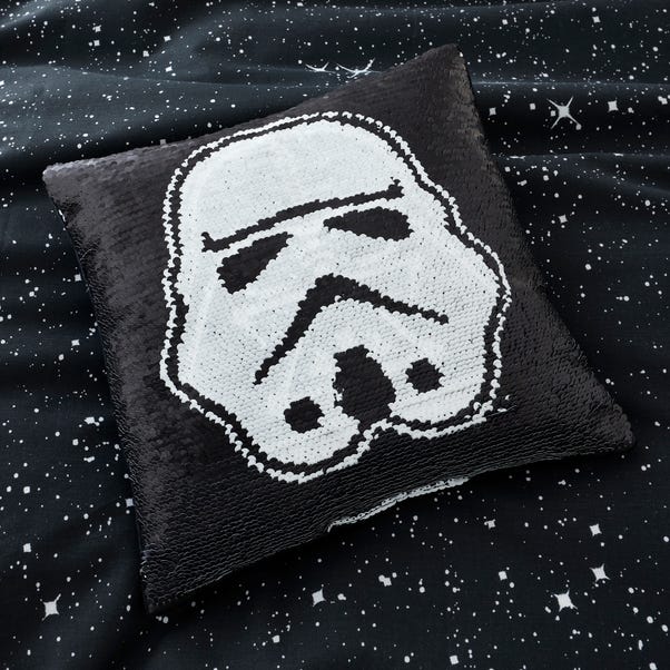 Star Wars Stormtrooper Reversible Sequin Cushion Black and white