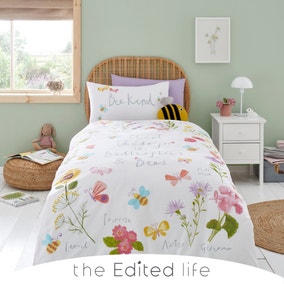 Bee Kind 100% Organic Cotton Single Reversible Duvet Cover and Pillowcase Set