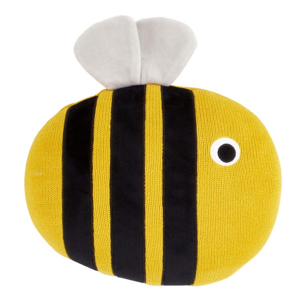 Bee Kind Knitted Cushion Yellow