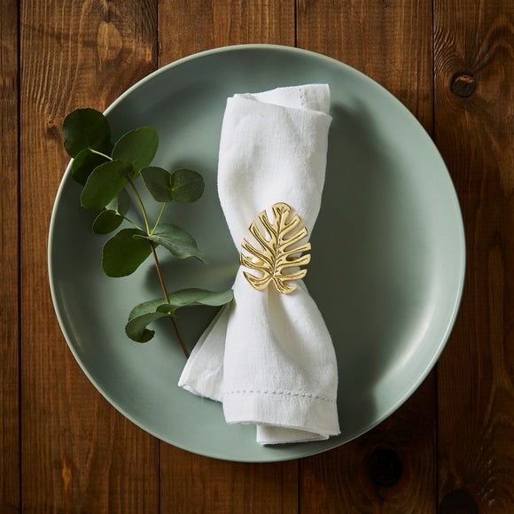 Set of 2 Tropics Leaf Napkin Rings Dunelm