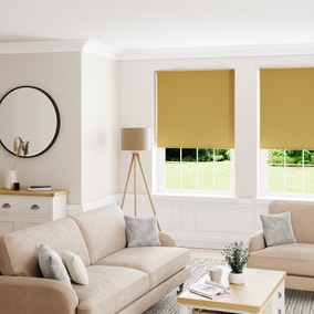 Textured Ochre and Grey Reversible Blackout Roller Blind