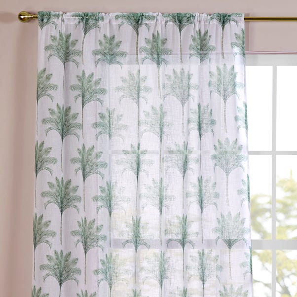 Palm Tree Green Slot Top Single Voile Panel Dunelm Palm Tree Green Slot Top Single Voile, Patterned Voile Curtains Uk