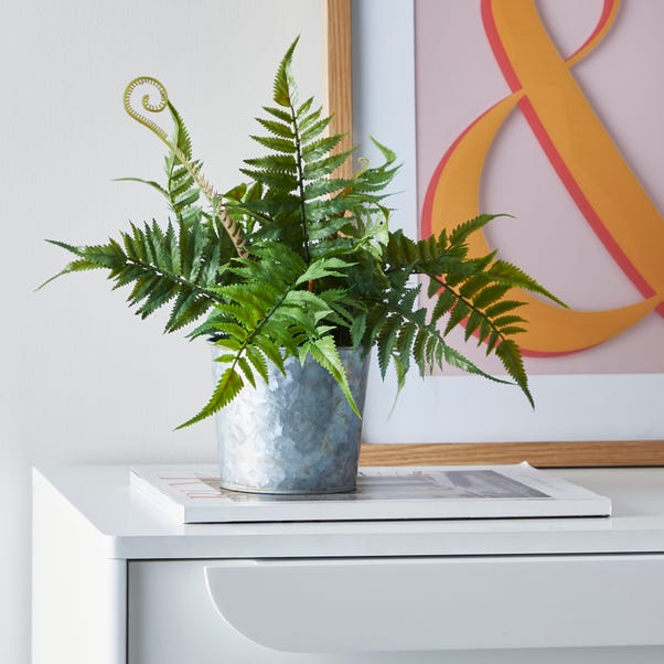 Artificial Fern in Iron Plant Pot image 1 of 2