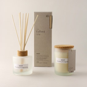 Natural Mint Soy Wax Blend Candle and Diffuser Set