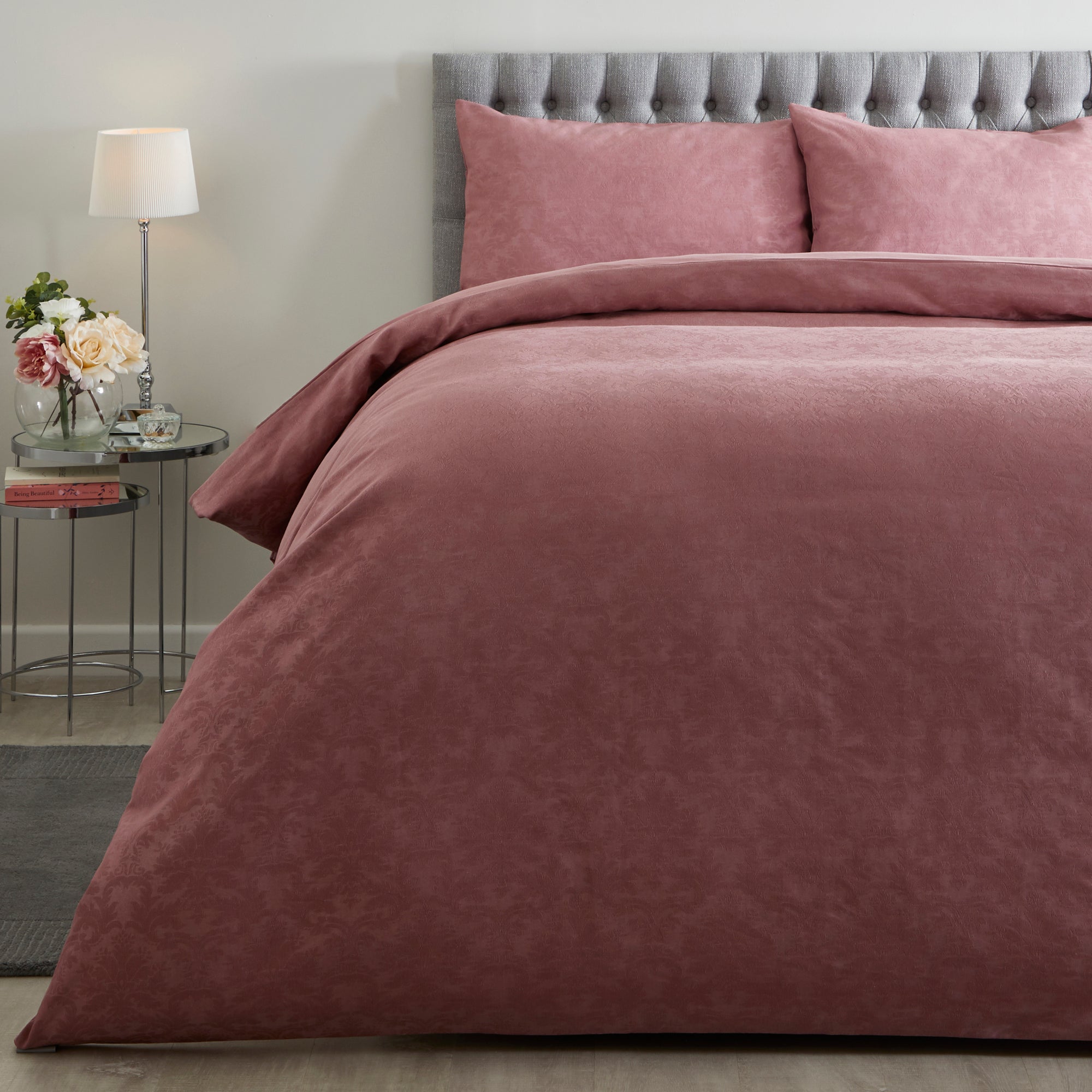 Photo of Klara pink duvet cover and pillowcase set dusky pink