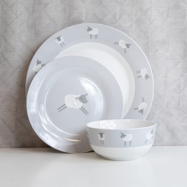 Penny the Sheep 12 Piece Dinner Set Grey