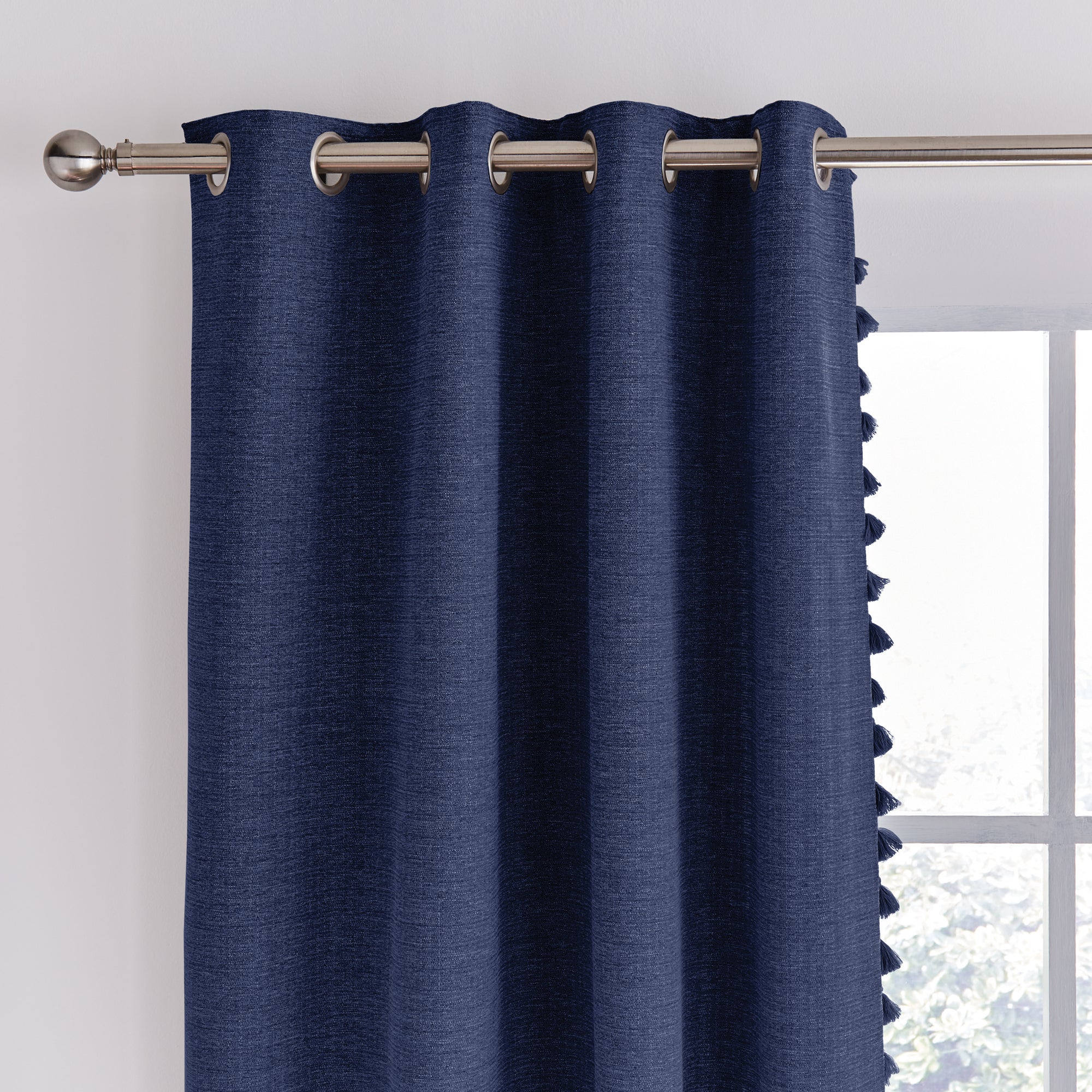 Tassel Navy Eyelet Curtains Dunelm