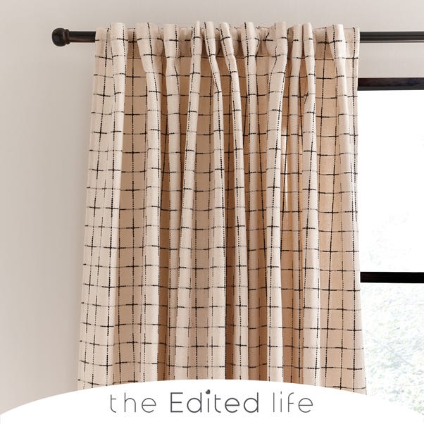Nomadic Check Unlined Ecru Hidden Tab Top Curtains  undefined