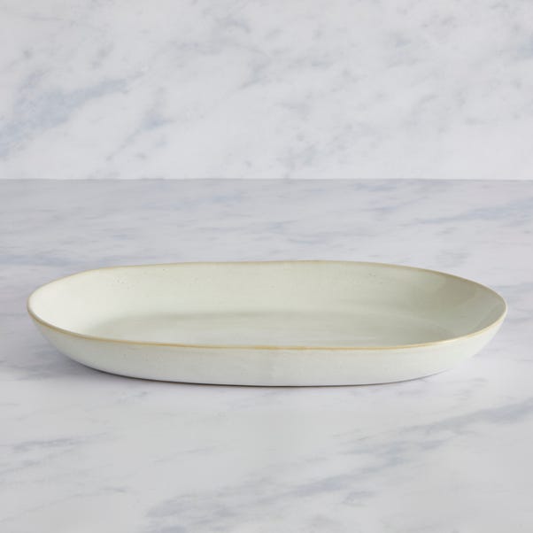 Amalfi Reactive Glaze Oval Platter, White image 1 of 2
