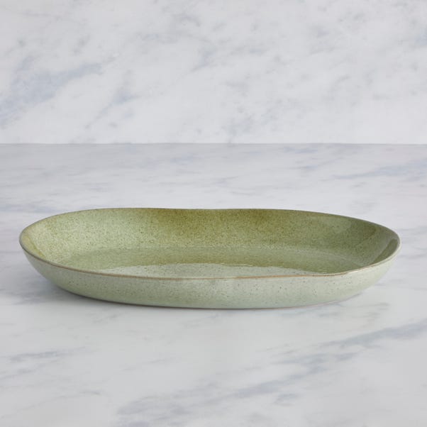 Amalfi Reactive Glaze Oval Platter, Sage Sage