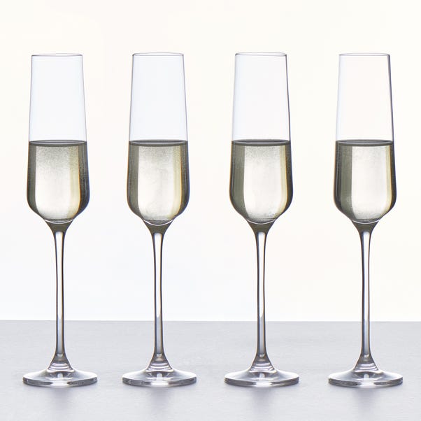 Set of 4 Connoisseur Crystal Glass Champagne Flute Glasses image 1 of 1