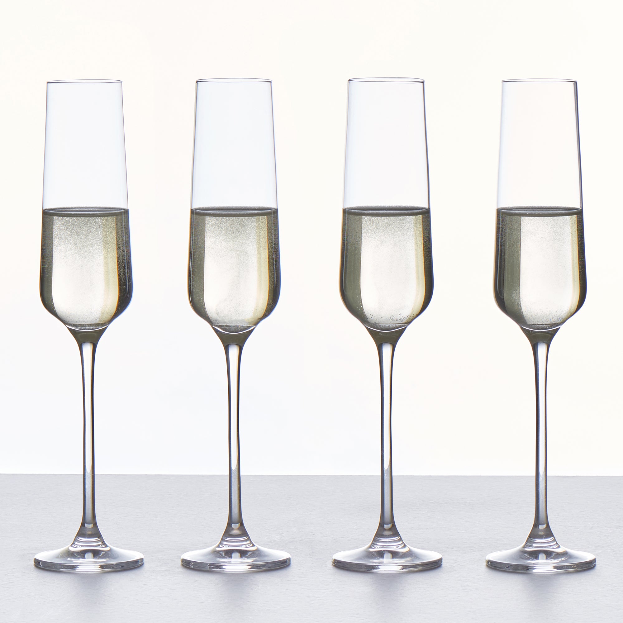 Set Of 4 Connoisseur Crystal Glass Champagne Flute Glasses Clear