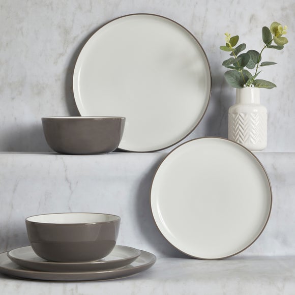 grey white dinner set