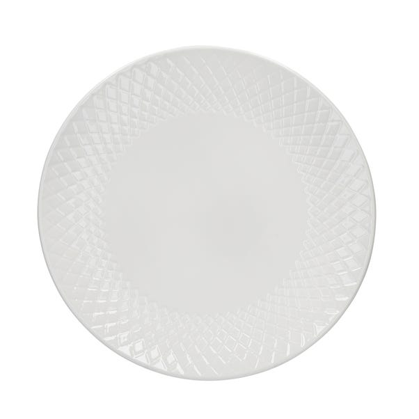 Quilted White Dinner Plate  White