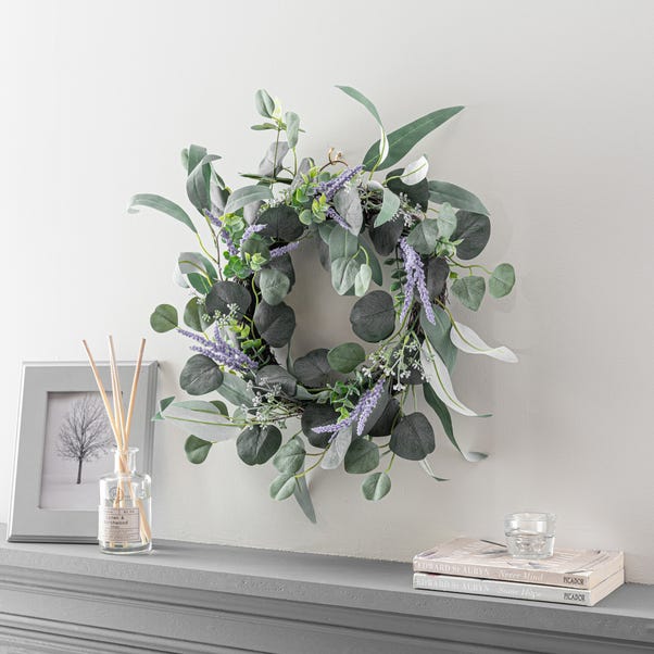 Artificial Lavender Wreath 40cm Green