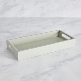 Long and Thin Painted Wooden Tray Grey
