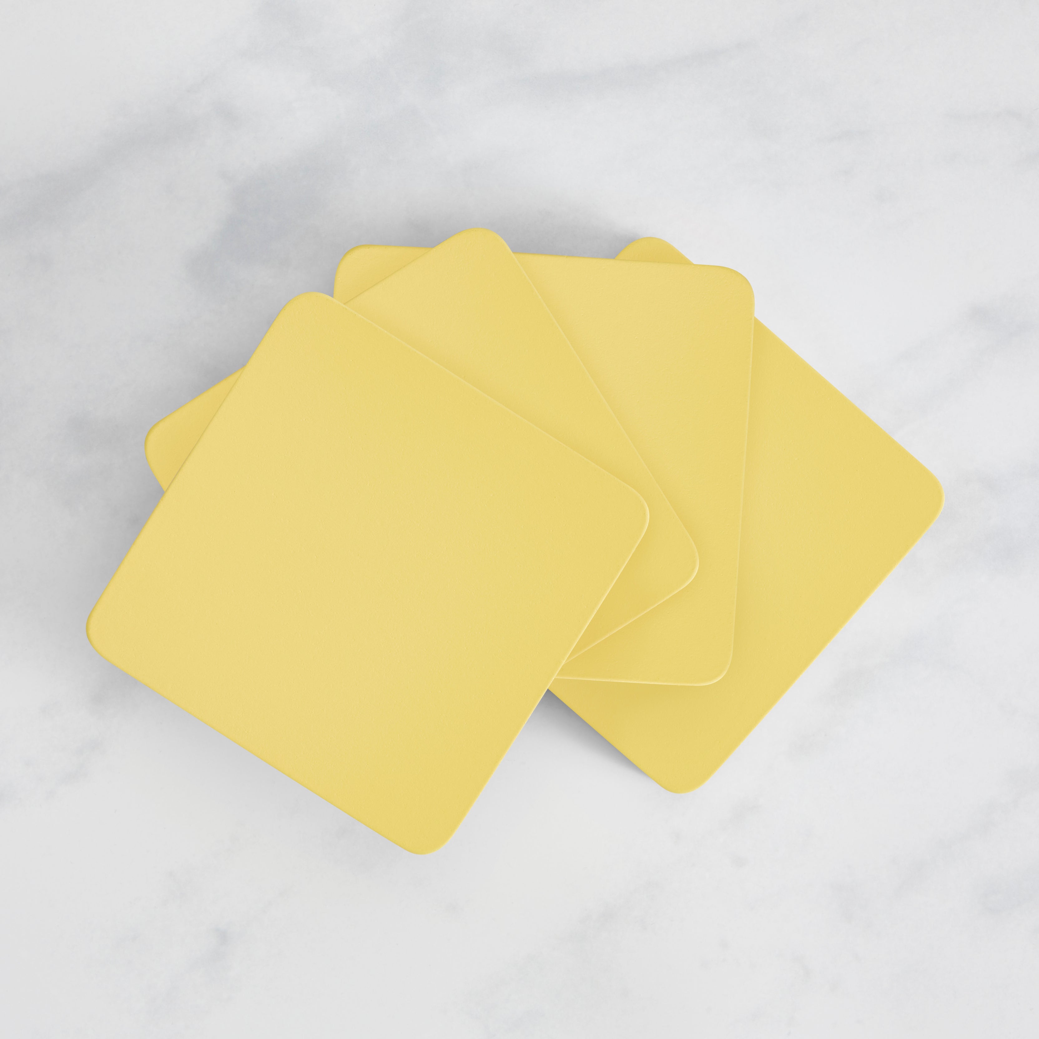 Image of Set of 4 Painted Wooden Coasters Yellow