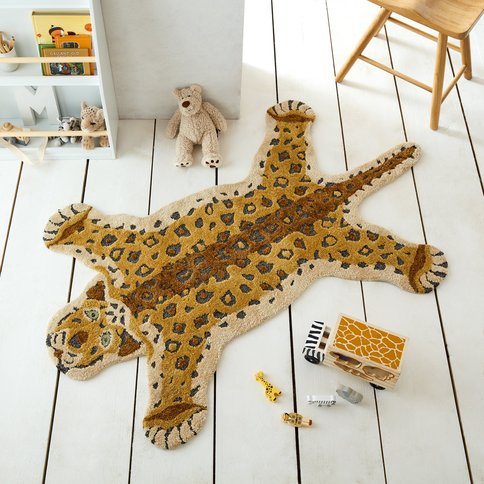 Rory The Leopard 90cm X 150cm Rug Yellow Brown And Grey
