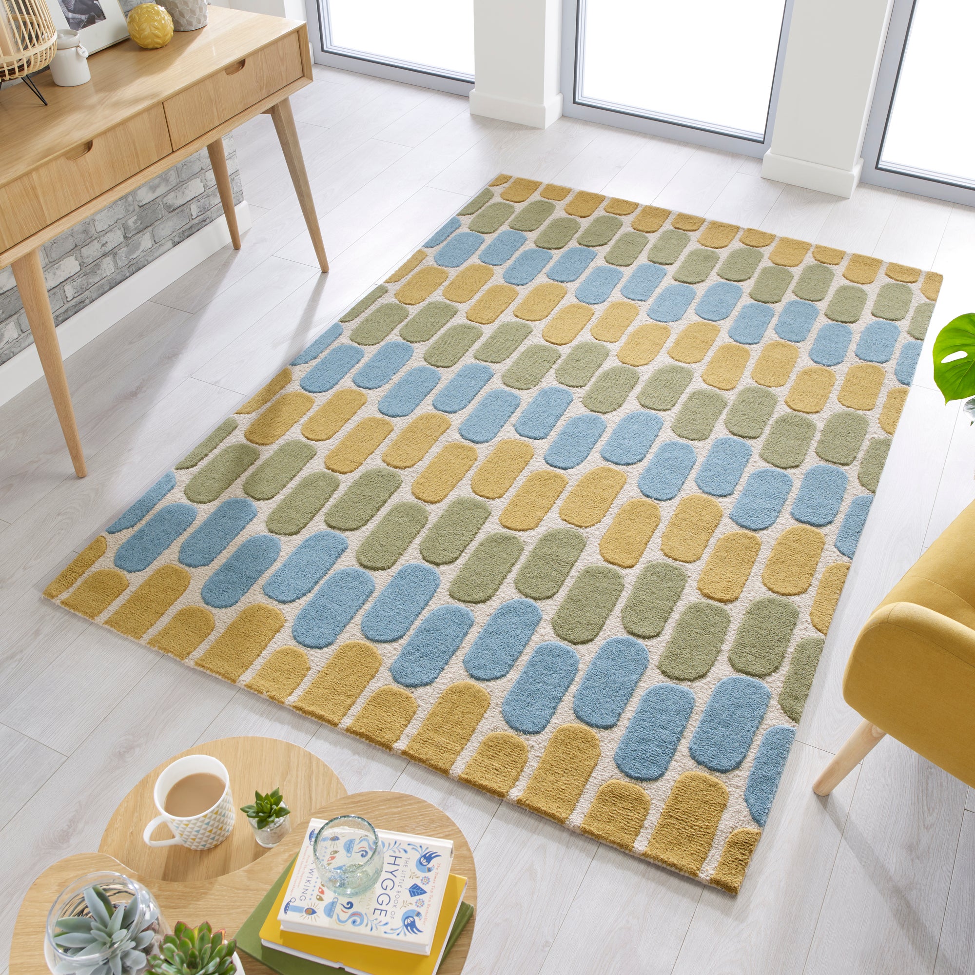 Fossil Rug Green Yellow And Blue