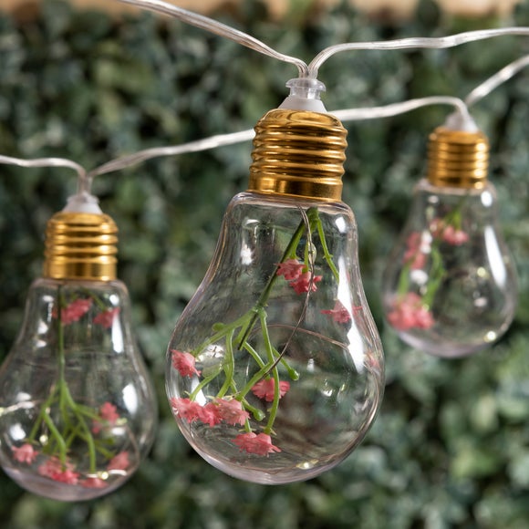 10 Bulb LED Solar Outdoor Flower Festoon String Lights Dunelm