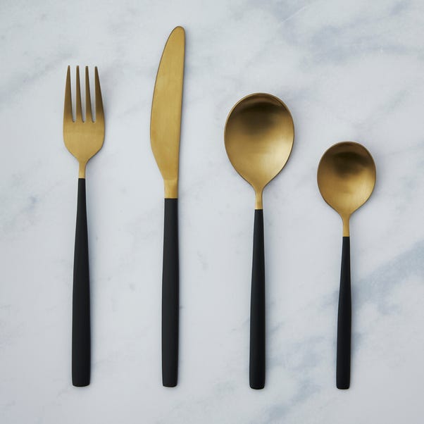 Two Tone Gold 16 Piece Cutlery Set Gold