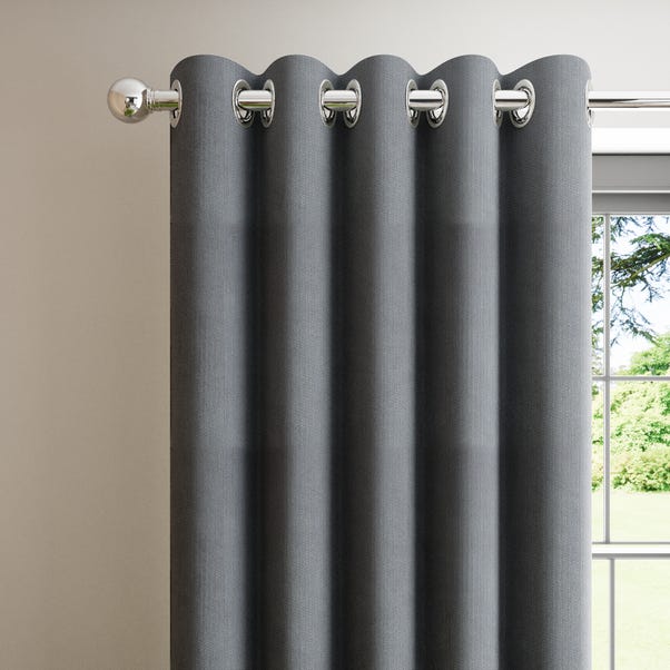 Corduroy Charcoal Blackout Eyelet, Charcoal Gray Curtains