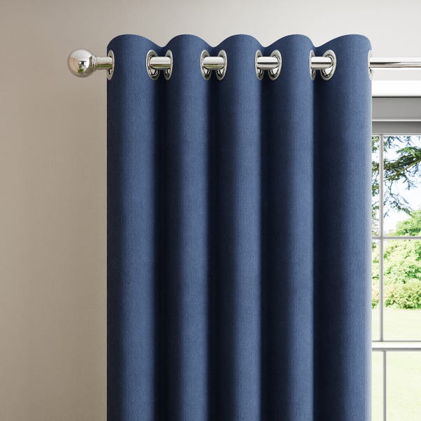 Corduroy Navy Blackout Eyelet Curtains, Navy And Teal Curtains