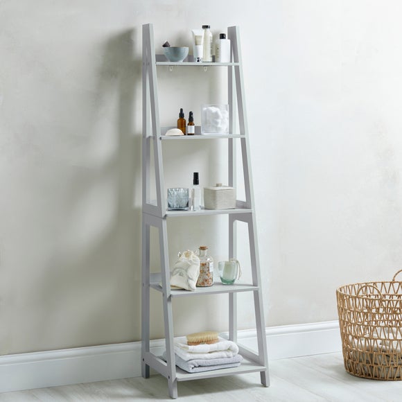 White bathroom ladder shelf shop unit