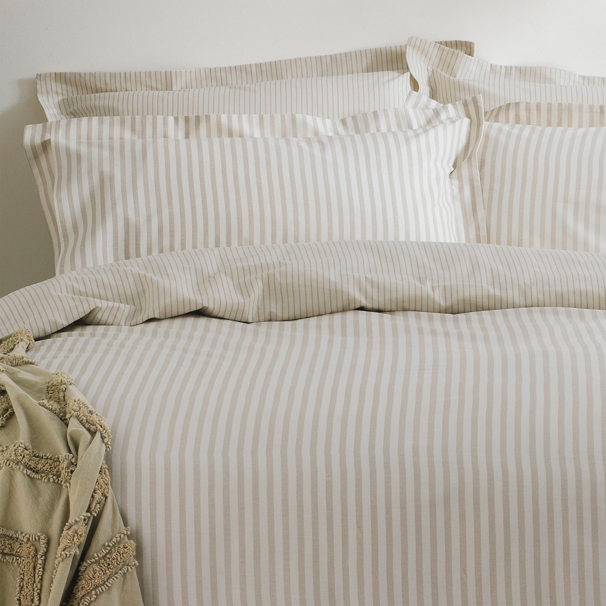 The Linen Yard Hebden Reversible 100% Cotton Natural Duvet Cover and ...