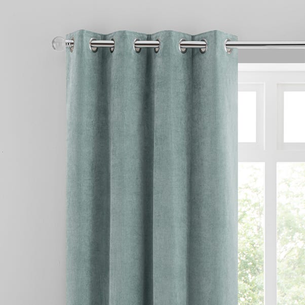 Margot Velour Lily Pad Blue Eyelet Curtains image 1 of 6