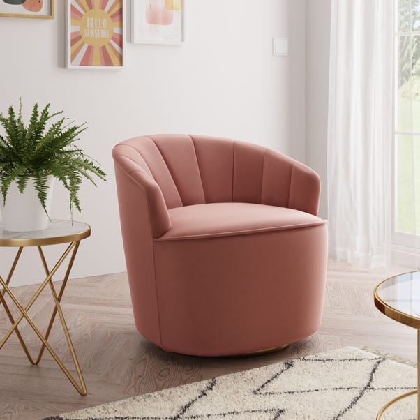 Matilda Velvet Swivel Chair Rose (Pink)