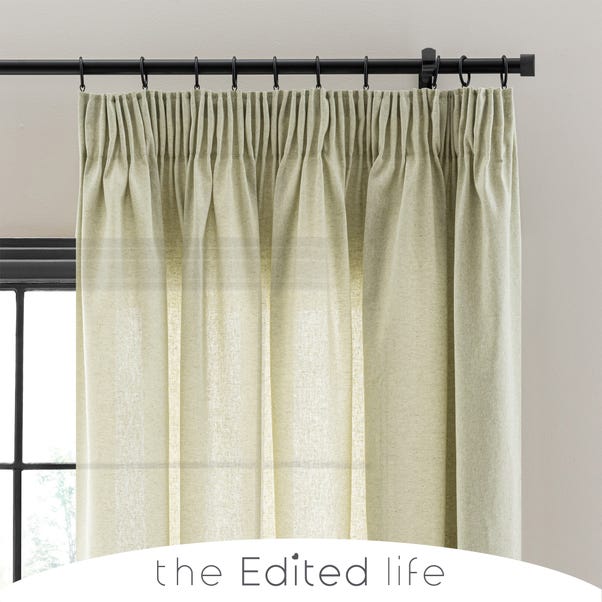 Linen Look Fern Tab Top Pencil Pleat Curtains image 1 of 7