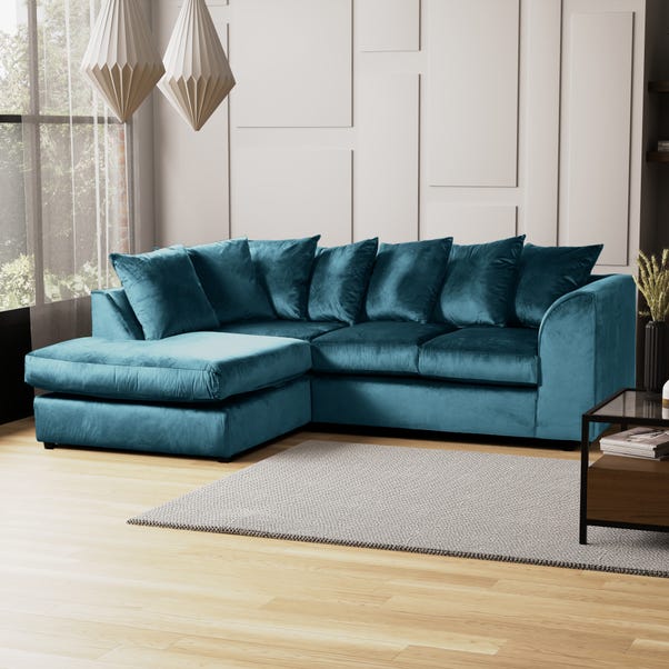 Blake Left Hand Grey Velvet Corner Sofa Dunelm Blake Left Hand Grey Velvet Corner Sofa, Teal Velvet Corner Sofa Bed