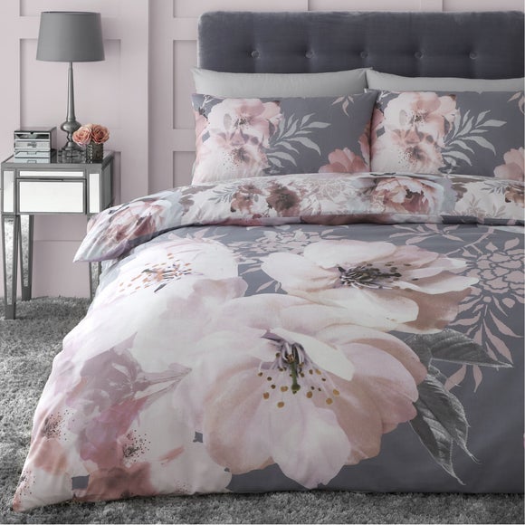 Catherine Lansfield Dramatic Floral Duvet Cover Pillowcase Set