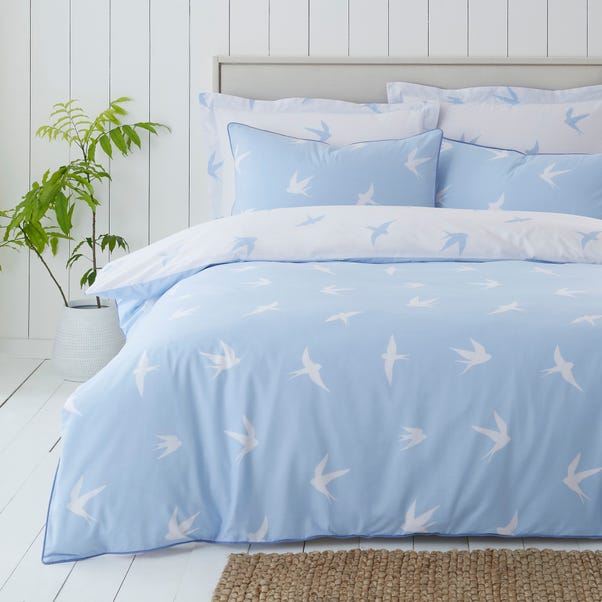 Coastal Birds Blue Reversible Duvet Cover and Pillowcase Set image 1 of 8