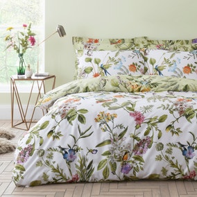 Paradise Birds Green Reversible Duvet Cover and Pillowcase Set