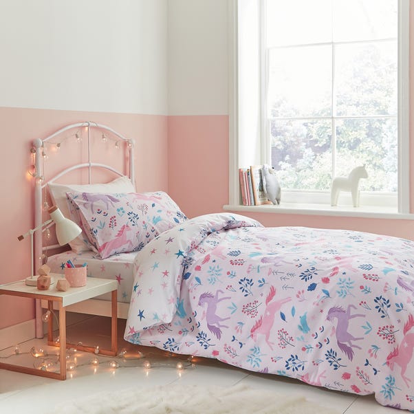 Bianca Woodland Unicorn And Stars 100% Cotton Duvet Cover and Pillowcase Set image 1 of 5