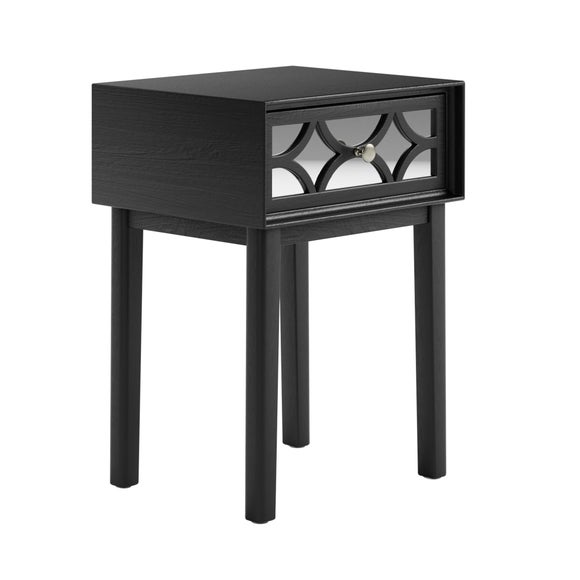 Delphi Black 1 Drawer Bedside Table Dunelm
