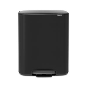 Bo Matt Black 2 X 30 Litre Pedal Bin