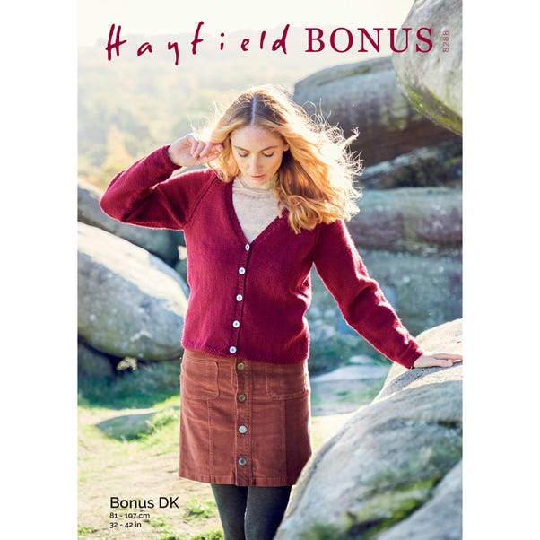 Hayfield 8288 Bonus DK Classic V Neck Cardigan Leaflet image 1 of 1