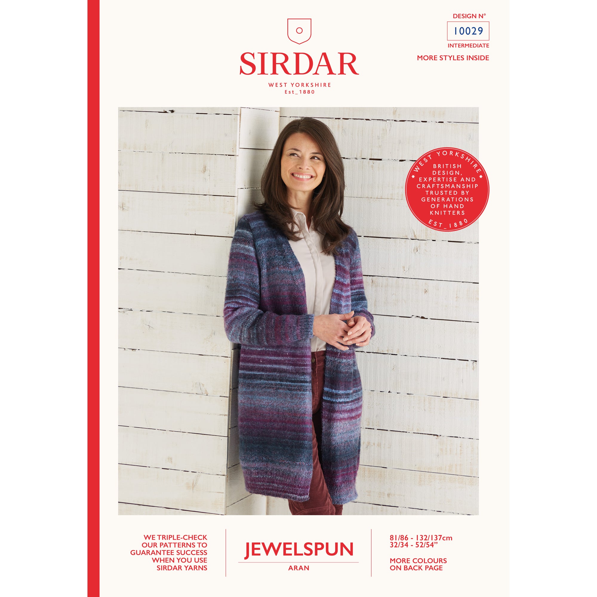 Sirdar 10029 Jewelspun Long Line Jacket Leaflet