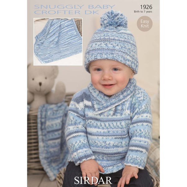 Sirdar 1926 Snuggly Baby Crofter DK Sweater, Blanket and Hat Leaflet image 1 of 1