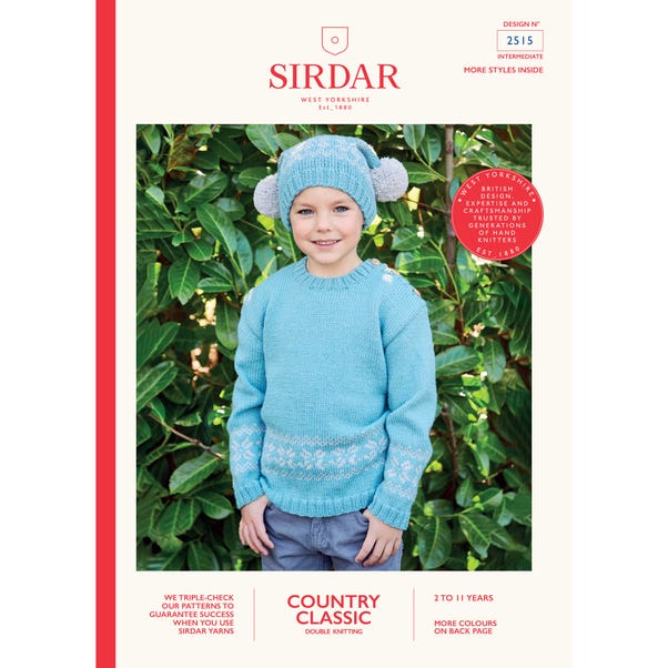 Sirdar 2515 Country Classic DK Jumper and Bobble Hat Set Leaflet MultiColoured