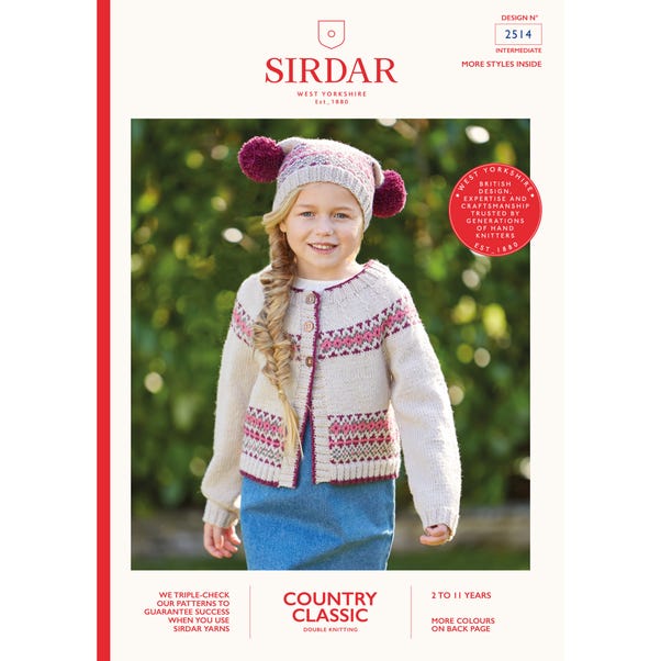 Sirdar 2514 Country Classic DK Cardigan and Bobble Hat Set Leaflet image 1 of 1