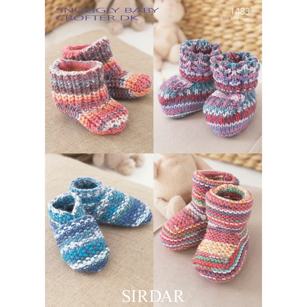 Sirdar 1483 Snuggly Baby Crofter DK Bootees, Shoes and Boots Leaflet image 1 of 1