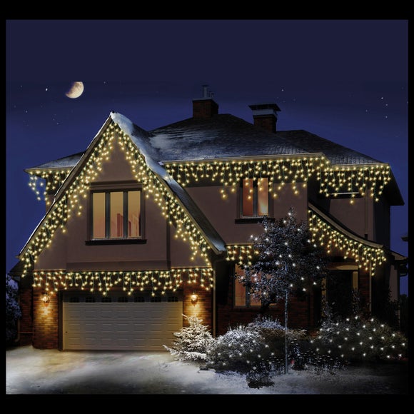 480 LED Snowing Icicles Warm White Lights