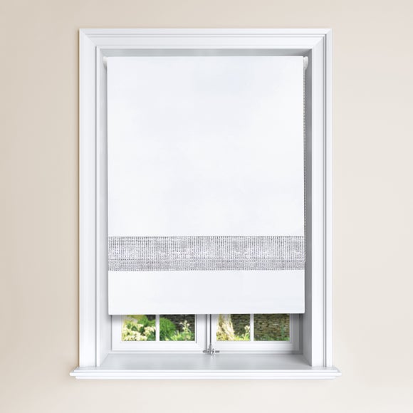 DIAMANTE STRAIGHT EDGE ROLLER BLIND BLINDS WITH EASY FITTING TRIMABLE 