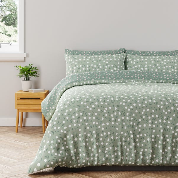Ottilie Sage Green Spotted Reversible Duvet Cover And Pillowcase Set Dunelm Ottilie Sage Green Spotted Reversible, Sage Bedding Sets
