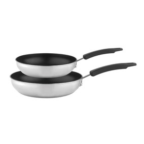 Dunelm Stainless Steel Frying Pan Twin Pack