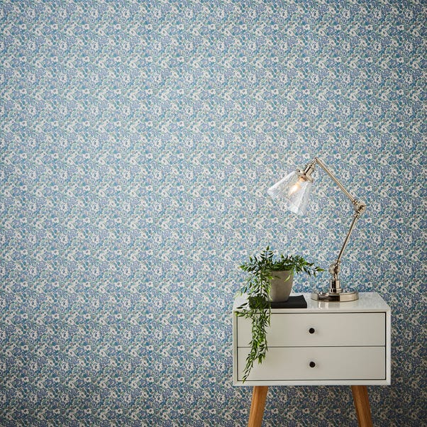 Dorma Decades Nancy Rose Wallpaper Blue